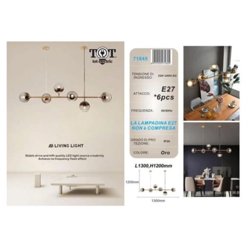 LAMPADARIO ORO E27_3 art. 71645