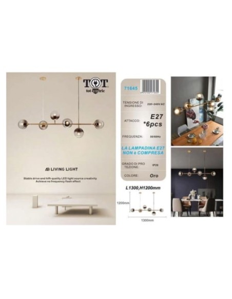 LAMPADARIO ORO E27_3 art. 71645