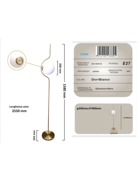 LAMPADA DA TERRA ORO_6 art. 33894