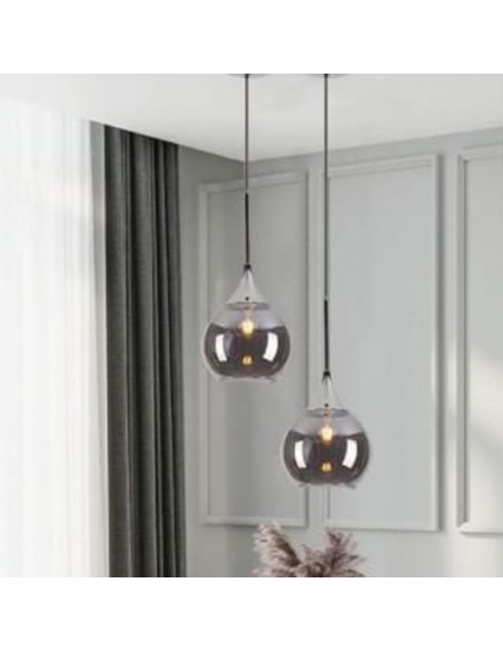 LAMPADARIO A SOSPENSIONE sfere fumè_8 art. v720-silver-250mm