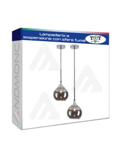 LAMPADARIO A SOSPENSIONE sfere fumè_8 art. v720-silver-250mm