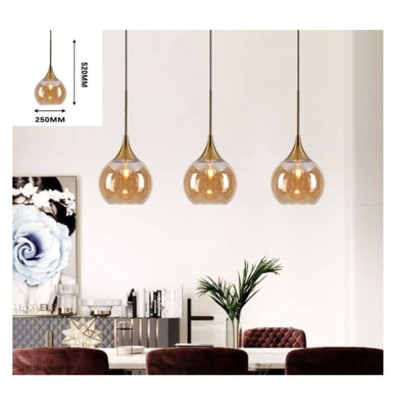 LAMPADARIO A SOSPENSIONE sfere ambra_9...