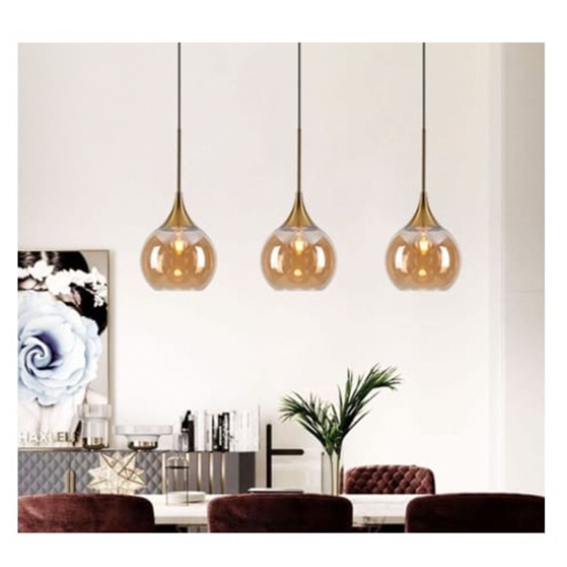 LAMPADARIO A SOSPENSIONE sfere ambra_9...