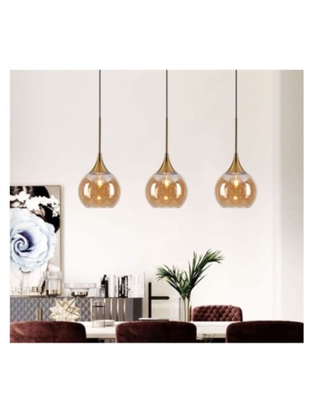 LAMPADARIO A SOSPENSIONE sfere ambra_9 art.v720-amber