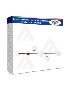 Lampadario nero moderno a sfera in vetro_10 art.v713-n