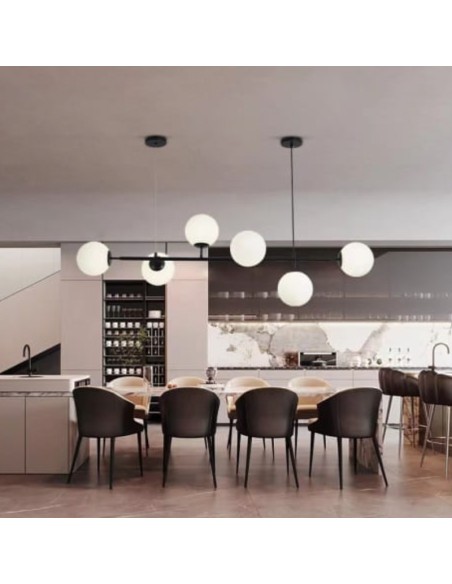 Lampadario nero moderno a sfera in vetro_10 art.v713-n