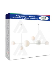 Lampadario bianco moderno a sfera in vetro_11 art.v713-b