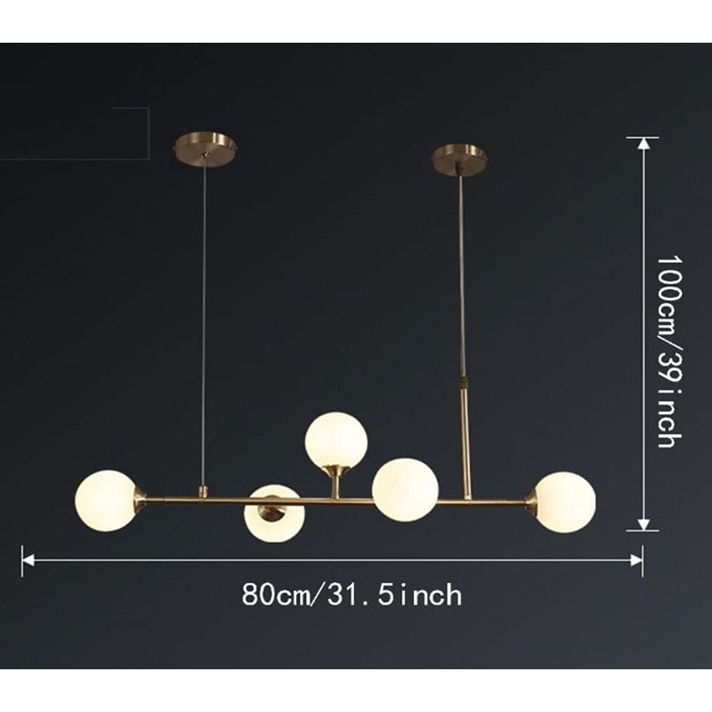 Lampadario oro moderno a sfera in vetro_12...