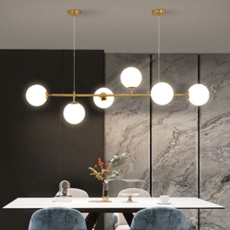 Lampadario oro moderno a sfera in vetro_12...