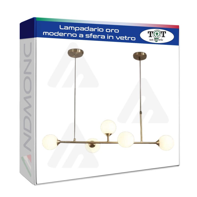 Lampadario oro moderno a sfera in vetro_12...