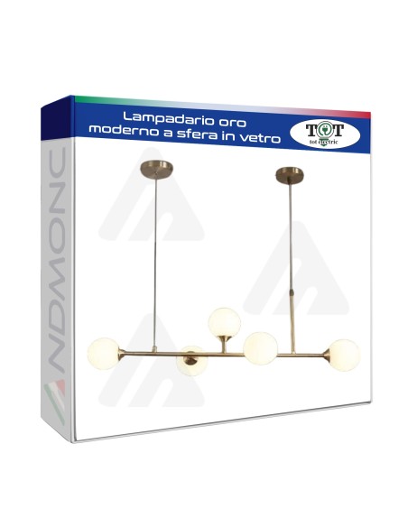 Lampadario oro moderno a sfera in vetro_12 art.v713