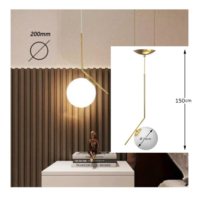 Lampadario a sospensione Oro Sfera in Vetro_13...