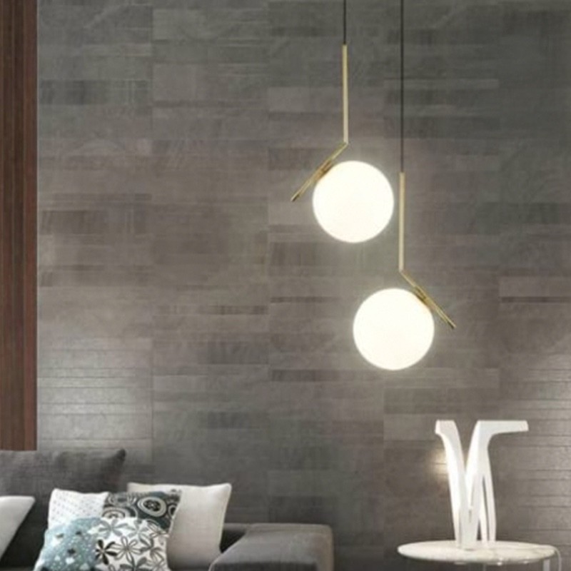 Lampadario a sospensione Oro Sfera in Vetro_14...