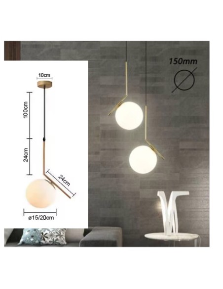 Lampadario a sospensione Oro Sfera in Vetro_14 art. v711-150mm