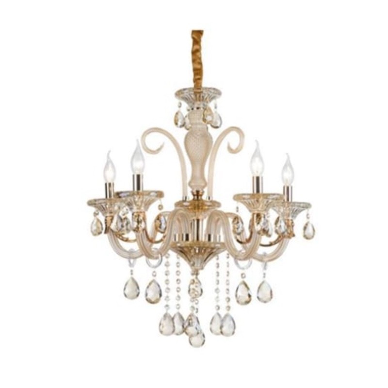 LAMPADARIO BAROCCO IN VETRO DORATO_21 art. 8676-5