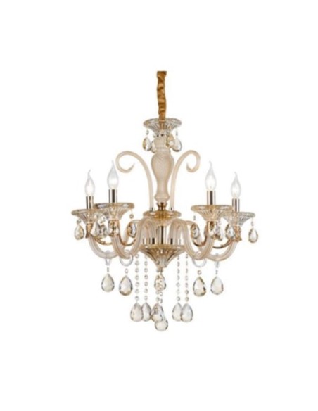 LAMPADARIO BAROCCO IN VETRO DORATO_21 art. 8676-5