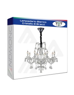 Lampadario Bianco Con Cristallo 8 Bracci_26 art. v706-8