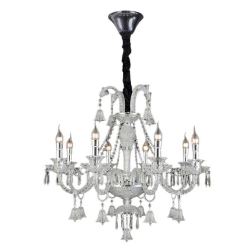 Lampadario Bianco Con Cristallo 8 Bracci_26...