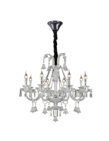 Lampadario Bianco Con Cristallo 8 Bracci_26 art. v706-8