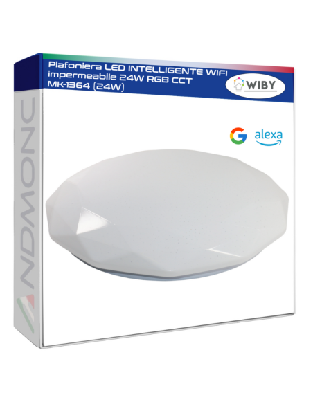 Wiby - Plafoniera LED intelligente wifi impermeabile 24W RGB MK-1364