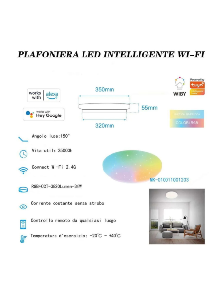Plafoniera LED INTELLIGENTE WI-FI MK-1203 (36W) - wiby