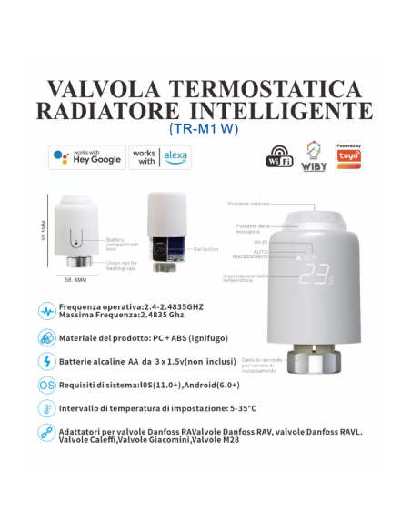 Valvola TERMOSTATICA RADIATORE INTELLIGENTE TR-M1 W - wiby