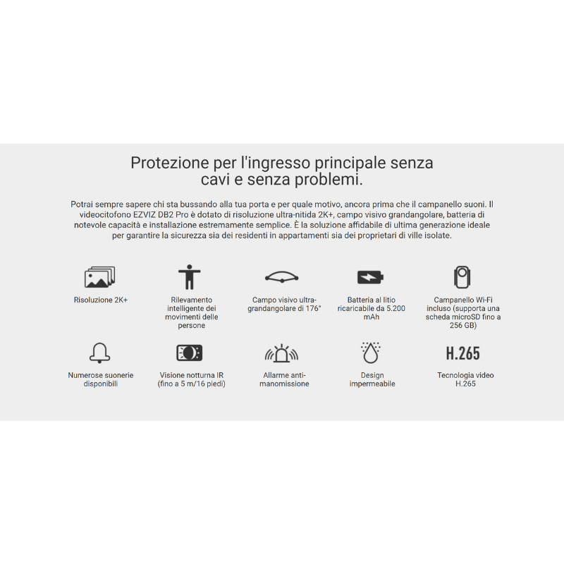 DB2 Pro - Ezviz Kit Videocitofono alimentato a...