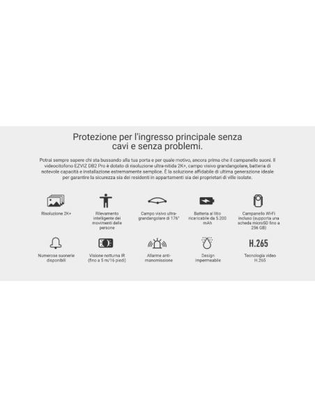 DB2 Pro - Ezviz Kit Videocitofono alimentato a batteria