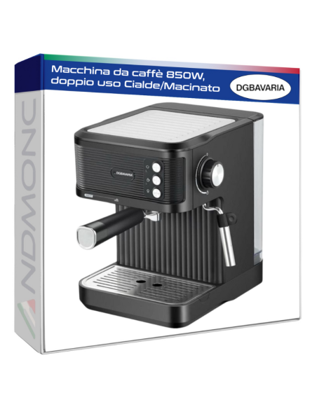 Macchina da caffè 850W, doppio uso Cialde/Macinato Bavaria Nero