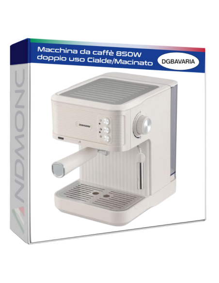 Macchina da caffè 850W doppio uso Cialde/Macinato DGBavaria Bianco