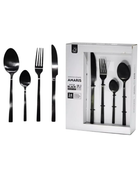 Servizio posate Amaris Satin Black Acciao Inox 24 pz