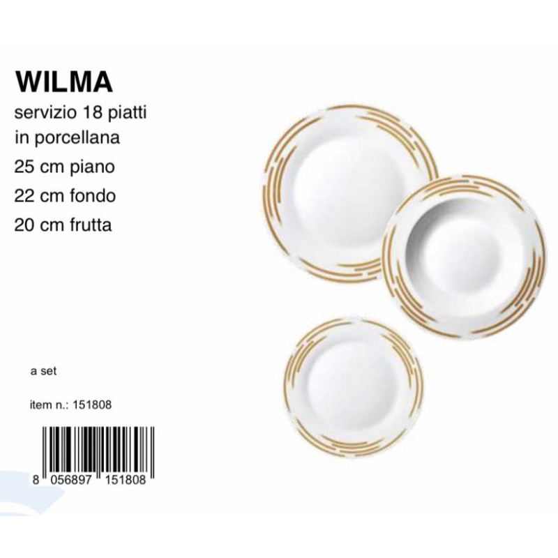Servizio 18 Piatti Porcellana Wilma