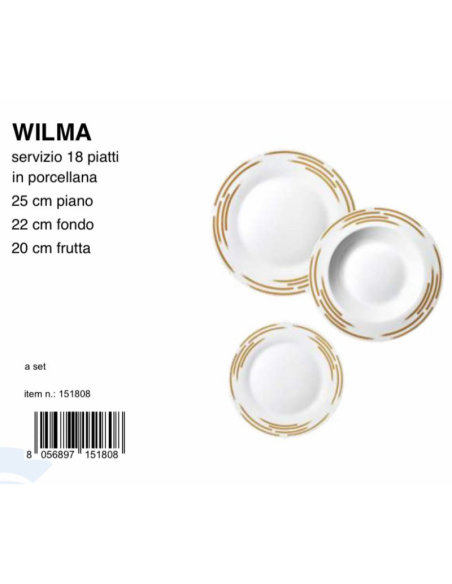 Servizio 18 Piatti Porcellana Wilma