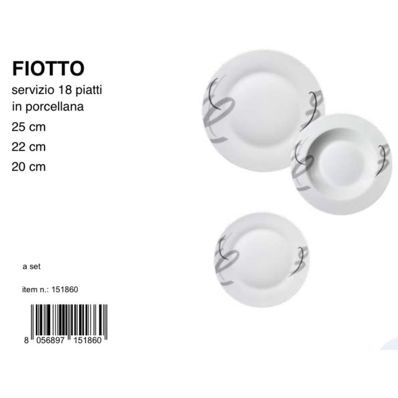 Servizio 18 Piatti Porcellana linea Fiotto
