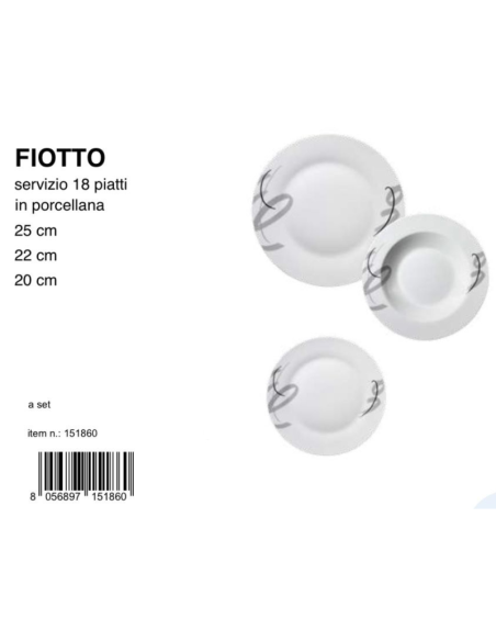 Servizio 18 Piatti Porcellana linea Fiotto
