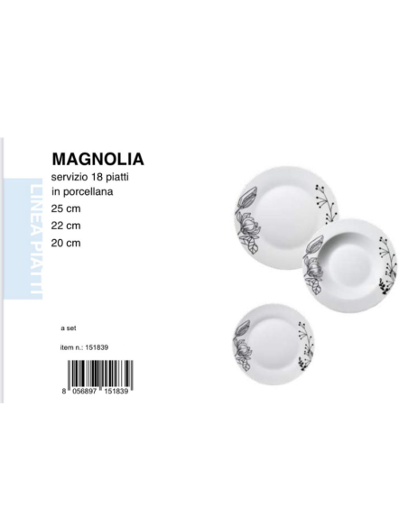 Servizio 18 piatti Magnolia Porcellana