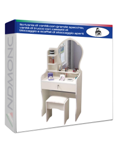 Scrivania di vanità con grande specchio, vanità di trucco...