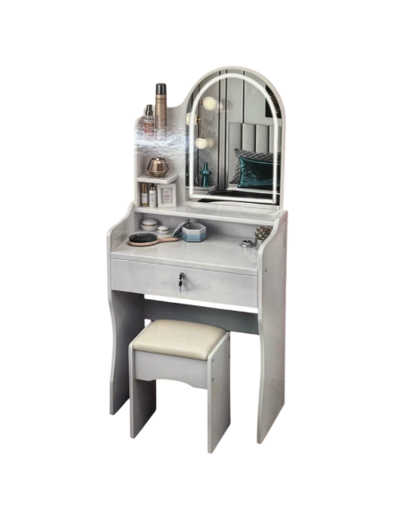 Mastro Bianco Consolle Luxeva Scrivania Con Specchio LED Colore Bianco 50X30X122H Cm