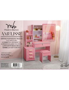 Mastro Bianco, Postazione Trucco con Specchio, 5 cassetti... 2