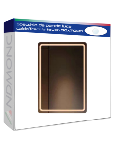 Specchio da parete luce calda-fredda touch 50x70cm