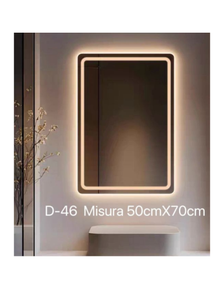 Specchio da parete luce calda-fredda touch 50x70cm