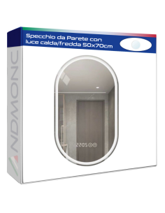 Specchio da Parete con luce calda-fredda 50x70cm