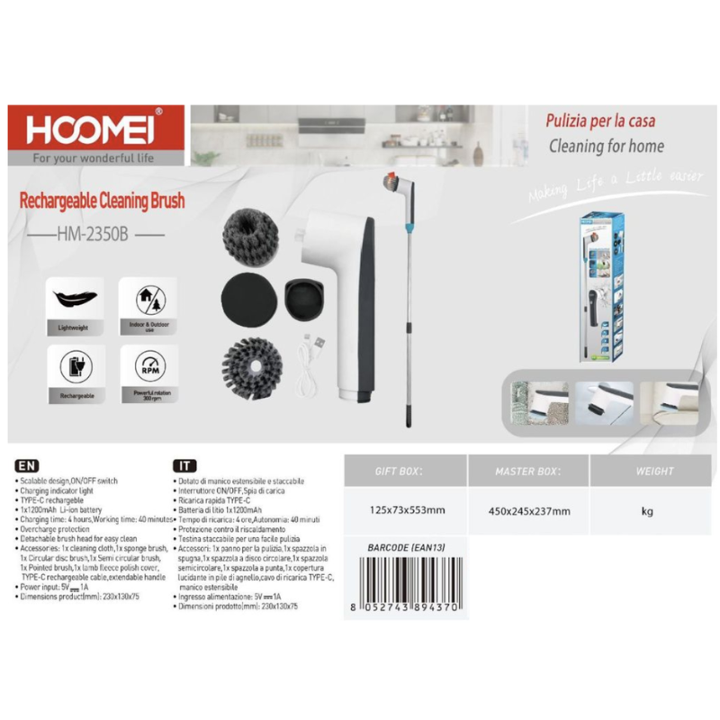 Spazzola elettrica per Pulizia HM-2350B