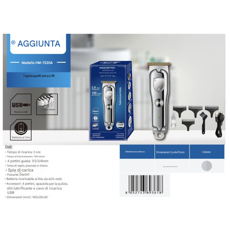 Tagliacapelli Ricaricabile HM-7220A