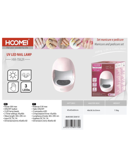 Mini lampada per Unghie UV/LED 3LED 6W HM-7062R