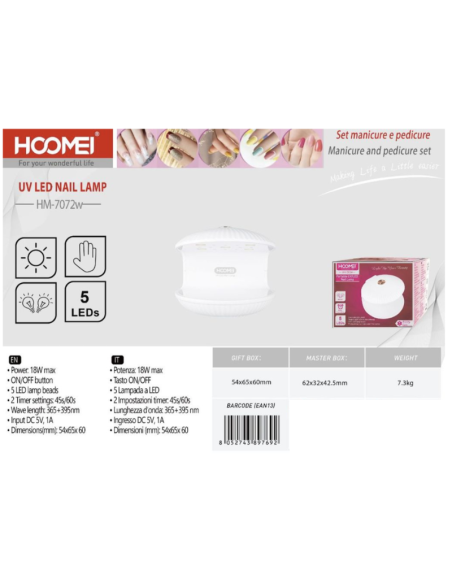 Mini Lampada unghie UV/LED 5LED 18W HM-7072W