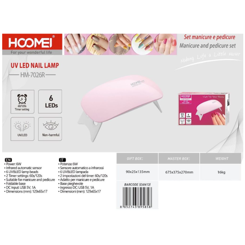 Lampada per unghie 6W HM-7026R