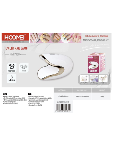 Mini lampada UV per unghie  3LED 12W HM-7128W