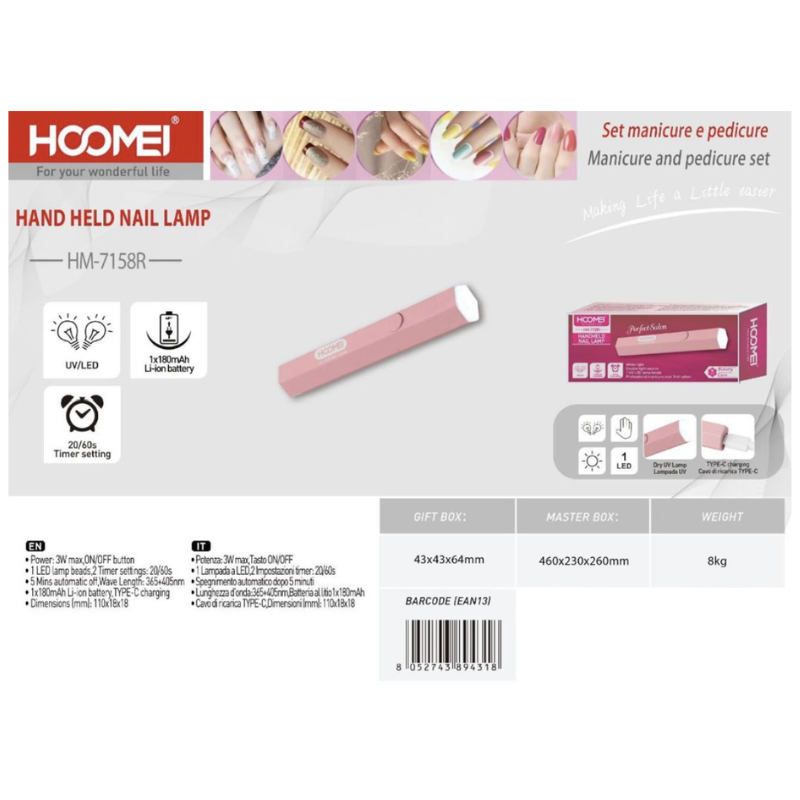 Mini lampada per Unghie 1 LED HM-7158R