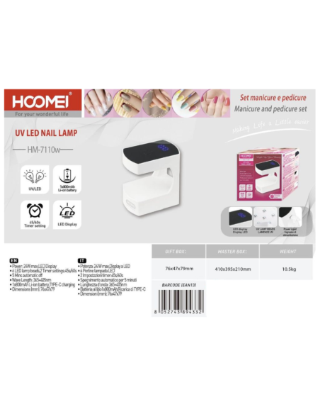 Mini lampada UV/LED per unghie 6 LED HM-7110W